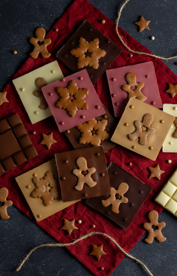 Miniczekolady z piernikowymi śnieżynkami i ludkami 